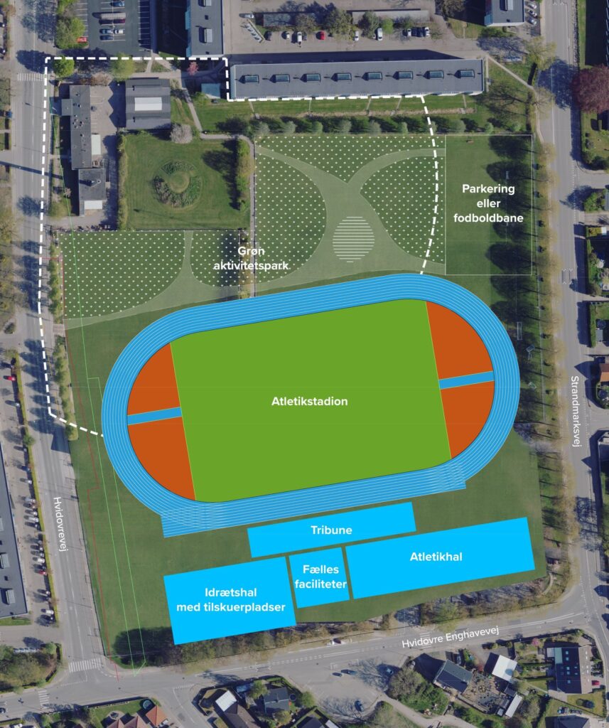 Nyt atletikstadion i Hvidovre kommune skal bygges med to haller ved siden af