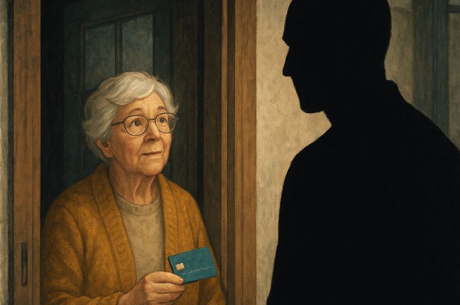 Ældre dame svindlet, billede af AI