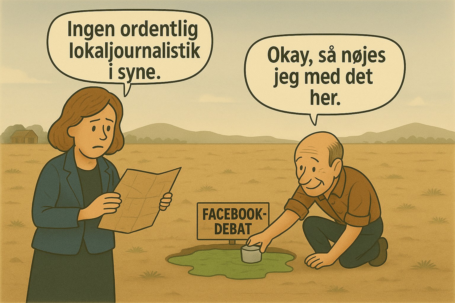 Illustration af lokaljournalistik