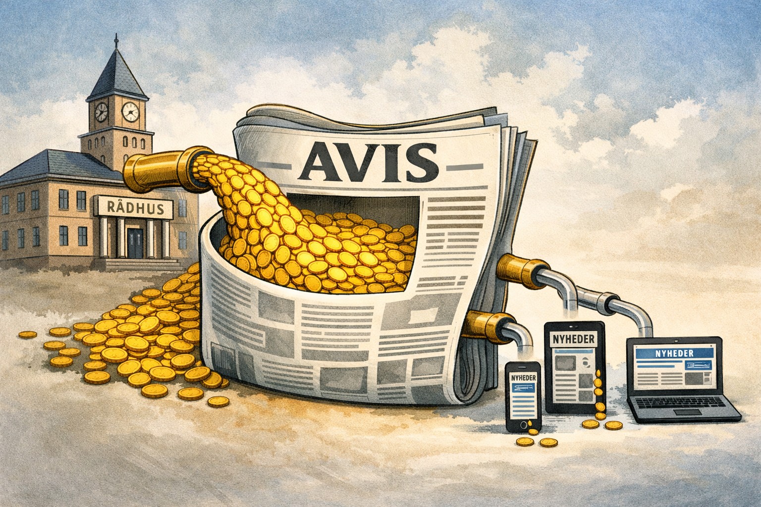 Grafik af penge til avis
